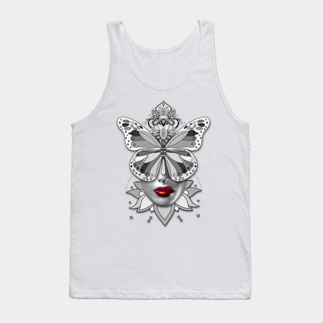 Creative Mandala Butterfly Woman Face 2 Tank Top by vidka91@yahoo.com